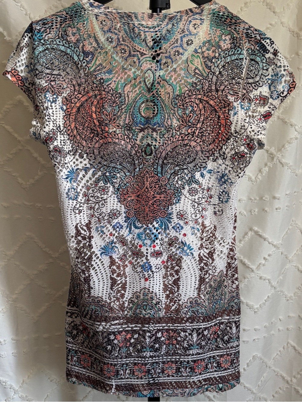 Body Central Mesh Paisley Boho Top Large Festival Y2K - Picture 4 of 5